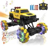 Programmable RC Truck, 1:12 Remote Control Stunt Monster Car with 360° Rotating, Drift, One-Key Demo, 4WD All-Offroad Cars with Spray Music Dance Hobby Truck Gift for 6-12 Boys Grils Christmas