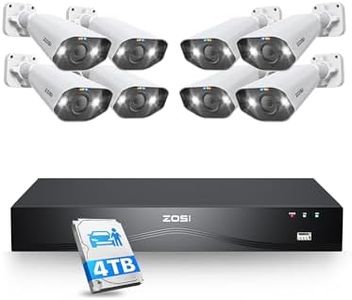 ZOSI 4K Kit Cámaras de Vigilancia PoE 16CH 8MP Grabador NVR(Ampliable a 32CH) 4TB HDD con 8pcs Cámara Seguridad Exterior, Detección de Persona/Vehículo, Visión Nocturna Color, Alarma de Sirena y Luz