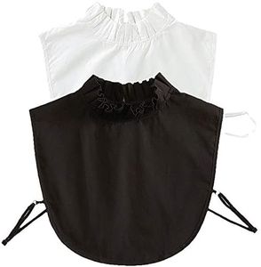 Flyou 2Pcs Lady Shirt False Collar Lace Half Shirt Detachable False Faux Collar Cuff Cotton Choker Tie (Collar2pcs-06)