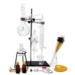 Professional 500ml Chemistry Glass Steam Distillation Apparatus DIY Essential Oil Distiller Kit Lab Glassware Kit with Thickened Flask Serpentine Condenser