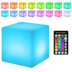 YATOSEEN Cube Lamp Portable Night Light, USB Rechargeable Table Lamp, IP68 Waterproof Dimmable 16 Color LED Timed Mood Light with Remote Control for Bedroom Camping Restaurant Party Bar Swimming Pool