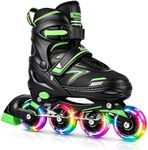 Kuxuan Adjustable Illuminating Inline Skates for Kids Ages 5-8 8-12, Fun Beginner Roller Skates Blades with Full Light Up Wheels, Outdoor Skates for Boys Girls Youth Adult