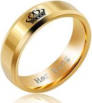 Uloveido Stainless Steel His Queen Her King Wedding Band for Men and Women, Gold Couples Engagement Rings with Crown Tag SN140, crystal, Cubic Zirconia