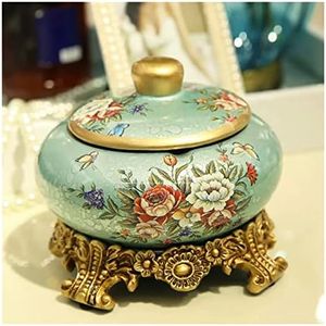 AVLUZ Ceramic Ashtray with Lid, Anti Fly Ash Ashtrays with Pedestal, Desktop Cigarette Ash Tray for Indoor or Outdoor Use, Coffee Table Decorative Ornament Gift (Color : B)