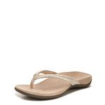 Vionic Women's Rest Dillon Toe Post Walking Sandals - Ladies Flip Flop with Concealed Orthotic Arch Support, Gold, 7