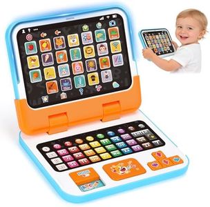 Learning Toy for 1 2 3 Years Old Boys Girls, Learning Laptop Toys for Toddlers Ages 2-4 with Music & Sound, 2-in-1 Early Educational Laptop with a Detachable Tablet, Gifts for Age 12-18 Months