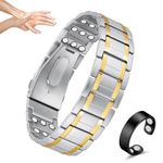 Vicmag 3X Magnetic Bracelet for Men Pure Titanium Bracelet 3500 Gauss Ultra Strength Magnets Adjustable Wristband with Adjustment Tool & Gift Box (Pure Titanium Silver Gold)