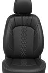 CarVista PU Leather Car Seat Covers for Maruti Swift – Custom Fit, Black with Silver Stitching, Full Set, Waterproof, Airbag Compatible, Scratch Resistant