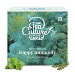 Tea Culture of The World Happy Immunity Green Tea|Ayurvedic Herbal Tea With Green Tea, Liquorice, Turmeric, Star Anise, Ginger, Thyme, Lemon Balm|Immunity Booster, 16 Count - Teabags, 32 Gram