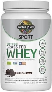 Garden of Life Sport Whey Protein Powder Chocolate, Premium Grass Fed Whey Protein Isolate Plus Probiotics for Immune System Health, 24g Protein, Non GMO, Gluten Free, Cold Processed - 20 Servings