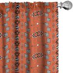 Ambesonne African Curtains, Pattern with Traditional Ornamental Folk Boho Design, Window Treatments 2 Panel Set for Living Room Bedroom, Pair of - 28" x 63", White Orange