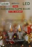 Tupkee LED Flickering Flame Bulb – C7, E12 Base, 0.06 Watt, Flicker Flame LED Bulb with a Warm Glow That Flickers and Dances Up and Down - for Halloween, Christmas Candolier Window Candle - 2/Pkg