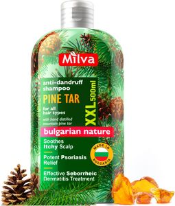 Milva Pine Tar Shampoo 500ml – Natural Anti-Dandruff for Seborrheic Dermatitis, Psoriasis, Dry Itchy Scalp