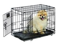 Dog Crate | Midwest Life Stages XS Double Door Folding Metal Dog Crate | Divider Panel, Floor Protecting Feet, Leak-Proof Dog Tray | 22L x 13W x 16H inches, XS Dog Breed