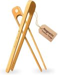 Bamboo Toaster Tongs - Set of 2 Reusable Heat Resistant Wooden Toast Tongs - 8 Inches Long Natural Toaster Tongs Bamboo - Useful Kitchen Utensil for Serving Pickle Muffin Bread Tongs - HaraHuri