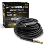 HYDROSTEEL PRO Metal Garden Hose 50 Ft, Rust Proof 304 Stainless Steel Water Hose with Brass Fittings, Flexible & Heavy Duty Hose, Lightweight, Kink Free, Tuyau Arrosage - 2024 Model