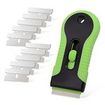 EHDIS Ceramic Scraper Car Sticker Remover Glass Stove Top Razor Scraper Label,Glue,Paint,Adhesive Remover Tool + 10pcs Stainless Steel Razor Blades (Green)