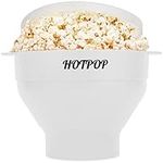 The Original Hotpop Microwave Popcorn Popper, Silicone Popcorn Maker, Collapsible Bowl BPA-Free and Dishwasher Safe- 20 Colors Available (White)