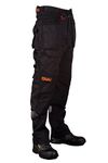 Black Hammer Mens Work Trousers Multi Pockets Cargo Heavy Duty Triple Stitched with Cordura Reinforcing Stress Points and Knee Pad Pockets Phenomenal Adult Workwear Trousers (32W / 31L) Black