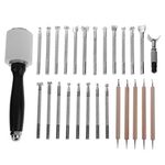 27pcs Stitching Carving Woodworking Sewing Saddle Groover Leather Craft Punch Tool Set DIY Leathercraft Hand Leather Puncher Kit