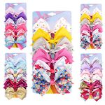 [6Pack/Set] 4.7In Cute Mermaid Rainbow Colorful Hair Bows Clips Grosgrain Ribbon Alligator Accessories (Model-7)