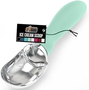 GORILLA GRIP BPA-Free Heavy Duty Ice Cream Scoop, Comfortable Ergonomic Handle, Professional Grade Scooper for Perfect Round Scoops, Spoon Frozen Hard Gelato, Sorbet, Cookie Dough, Kitchen Tool, Mint