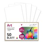 younikat Blank postcards in maxi format, set of 50, 300 g/m², for designing yourself, 235 x 125 mm, DIY greeting cards, white, strong, thick cardboard for writing on, dv_957