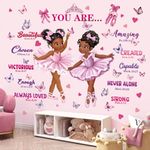 decalmile Black Girl Ballerina Wall Stickers Inspirational Positive Saying African American Wall Decals Baby Nursery Bedroom Girls Room Wall Decor