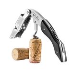 Benkia Wine Bottle Opener - Professional Stainless Steel Waiters Friend Black with Foil Cutter - Corkscrew Wine Opener