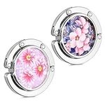 kwmobile Set of 2 Purse Hooks - Floral Handbag Hook Pink/Blue/Yellow