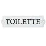 Sungmor Heavy Duty Cast Iron Door Toilet Sign - White Plaque Bathroom Sign Wall Décor - Decorative Restroom Sign for Home, Office, Store or Restaurant - 1PC PACK & 8.3x2.2Inch.