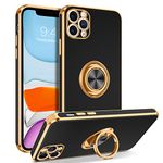 BENTOBEN Compatible with iPhone 11 Pro Case with 360Ã‚° Ring Holder, Shockproof Slim Kickstand Magnetic Support Car Mount Women Men Non-Slip Protective Phone Case for iPhone 11 Pro 5.8 inch, Black/Gold