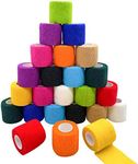 24 Pack 2” x 5 Yards Self Adhesive Bandage Wrap Athletic Elastic Breathable Cohesive Bandage Wrap Rolls for Stretch, Sports, First Aid Medical, Wrist, Ankle Sprains, Swelling, and Vet Wrap(Rainbow)