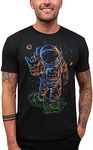 INTO THE AM Universal Love Neon Glow-in-The-Dark T-Shirt - Cool Space Design Tees for Men (Black, 4X-Large)