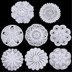 8 Pieces 6 to 8 Inch Cotton Lace Doilies Crochet Handmade Lace Coasters Round Lace Placemat Rustic Table Doilies Decors for Kitchen Dining Room Party Dressers Dream Catcher Decoration (White)