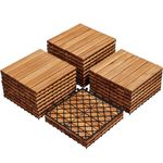 Yaheetech 1 Pack Waterproof Acacia Wood Interlocking Decking Tiles Flooring Tiles 30×30cm for Outdoor & Indoor,Patio,Balcony,Garden,Total 27pcs