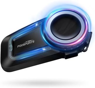 Fodsports FX7 10 Riders Mesh Motorcycle Bluetooth Headset, Dual Chips V5.4 Helmet Bluetooth Headset with Audio Multitasking, Music Share, Motorcycle Intercom with CVC & ENC Noise Reduction, FM, 1 Pack