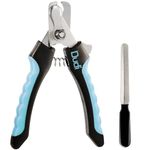 Dudi Dog Nail Clippers and Trimmers- with Quick Safety Guard to Avoid Over-Cutting Toenail- Grooming Razor Sharp Blades & Nail File for Small Medium Large Breeds