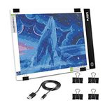 B4 LED Light Pad - Upgraded Diamond Art Light Box Dimmable Tracing Light Board, Sketching, Animation, Drawing Light Box with 4 Fasten Clips