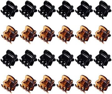 (Black and Brown) - Hotop 24 Pieces Mini Hair Clips Plastic Hair Claws Pins Clamps for Girls and Women (Black and Brown)