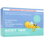 ACET Suppository for Fever & Pain 160mg - Fever Reducer Suppositories for Children (2-4 Years) - Comfortable & Safe Acetaminophen Suppository - For Rectal Use Only