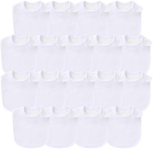 Benoxine Baby Bibs 18- Pack Soft and Absorbent Organic Cotton Bandana Drool Bibs Set for Boys Girls Newborn,0-36M White