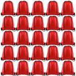 TUPARKA 25Pcs Drawstring Backpack Bags String Backpack Sport Bag Sack Cinch Tote Gym Backpack Bulk for Gym Sport Traveling，Red