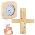 2 in 1 Sauna Thermometer and Hygrometer, Wooden Sauna Thermometer with Hourglass, Heat Resistant Rotating Sauna Hourglass Sand Timer, Indoor Sauna Hygrothermograph Accessories, for Sauna Room Hote