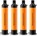 Membrane Solutions Personal Water Filter, Survival Filtration Straw Portable Gear, Emergency Preparedness, Supply for Drinking Hiking Camping Travel Hunting Fishing Team Family Outing (Orange, 4 Pack)