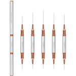 Nail Art Brushes, Eptbsdu 5PCS Double-Ended Nail Art Liner Brushes with Cap Striping Liner Brush Nail Design Brushes for Long Lines,Tiny Details,Fine Drawing Nail Brushes for Nail Art, Silver