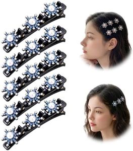 5 Pcs Hair Clips for Styling, Crystal Stone Braided Hair Clips, Sparkling Crystal Stone Braided Hair for Thick Thin Hair, Hair Accessories for Styling Sectioning (Blue)