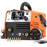 HITBOX 140A 240V Mini MIG Welder Flux Core Welder MIG ARC 4 in 1 Compact MIG Welding Machine Inverter Gasless Welding Machine(HBM200AZ)
