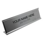 Badgemaster Custom Personalised Engraved Gold Aluminium Office Home Desk Name Plaque Decorated Silver Front Plate Bespoke Modern Gift Teacher Graduate Manager Assistant Executive