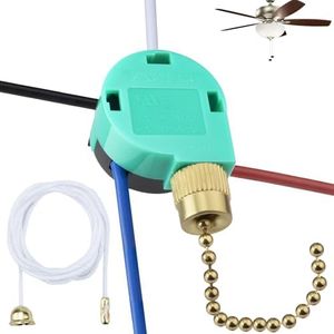 Ceiling Fan Switch ZE-268S6 3 Speed 4 Wire, Switch Control Replacement for Ceiling Fans, Hampton Bay Fans, Hunter Fans, and Standing Fans, Wall Lamps (Gold with Wires)
